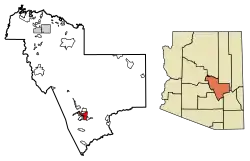 Location of Globe in Gila County, Arizona