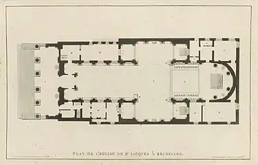 Floor plan of the church, from Pierre-Jacques Goetghebuer's Choix des monuments (1827)