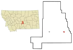 Location of Lavina, Montana