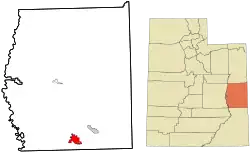 Location in Grand County and the state of Utah