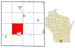 Location in Green County and the state of Wisconsin.
