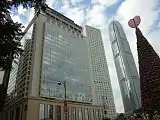 The Mandarin Oriental Hotel, Jardine House and IFC2 seen from Statue Square in December 2006
