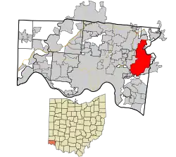 Location in Hamilton County and the state of Ohio