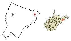 Location of Wardensville in Hardy County, West Virginia.