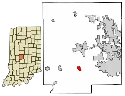 Location of Clayton in Hendricks County, Indiana.
