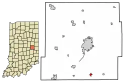 Location of Lewisville in Henry County, Indiana.