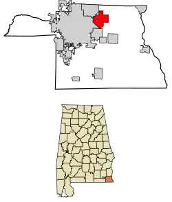 Location of Webb in Houston County, Alabama.