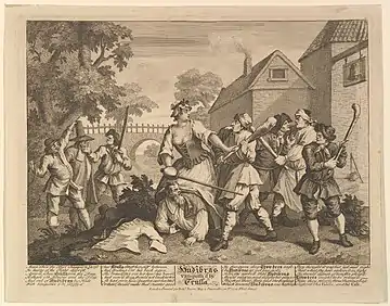 Hudibras Vanquished by Trulla (Twelve Large Illustrations for Samuel Butler's Hudibras, Plate 5) MET DP826950, Artist, William Hogarth.