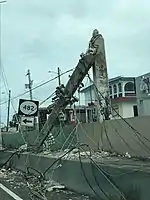 Image 18Broken concrete utility pole in Puerto Rico after Hurricane Maria in 2017, which ranks fourth in costliest US tropical cyclones. (from Effects of tropical cyclones)