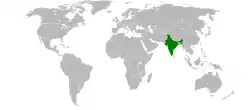 Map indicating locations of India
and United Arab Emirates
