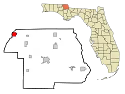 Location in Jackson County, Holmes County and the state of Florida