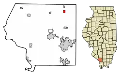 Location of Elkville in Jackson County, Illinois