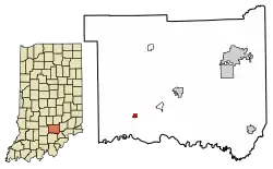 Location of Medora in Jackson County, Indiana.