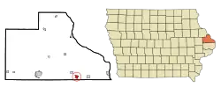 Location of Preston, Iowa