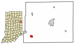 Location of Redkey in Jay County, Indiana.