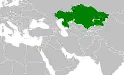 Map indicating locations of Kazakhstan and Palestine