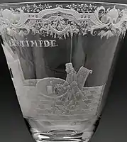 Wheel-engraved businessman, Dutch engraving on English glass, 1735–50