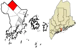 Location in Knox County and the state of Maine.