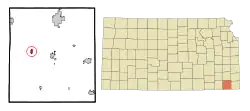 Location within Labette County and Kansas