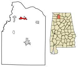 Location of Courtland in Lawrence County, Alabama.