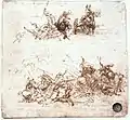 Study of battles on Horseback and foot by Leonardo