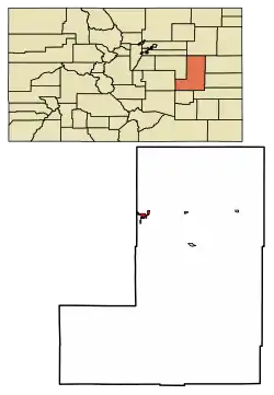 Location of Limon in Lincoln County, Colorado.