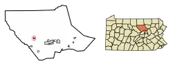 Location of Salladasburg in Lycoming County, Pennsylvania.