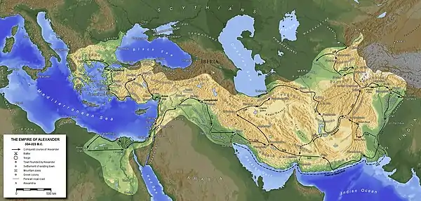 Image 5Map of Alexander the Great's empire and the route he and Pyrrho of Elis took to India (from Western philosophy)