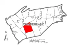Map of Cumberland County, Pennsylvania highlighting Penn Township