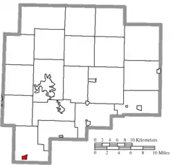 Location of Cumberland in Guernsey County