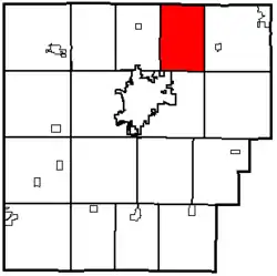 Location of Cass Township in Hancock County