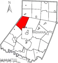 Map of Indiana County, Pennsylvania Highlighting Washington Township