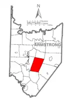 Map of Armstrong County, Pennsylvania, highlighting Kittanning Township