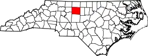 Map of North Carolina highlighting Guilford County