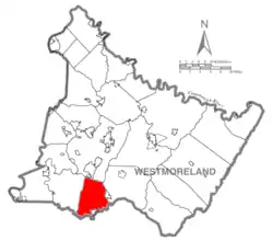 Map of Westmoreland County, Pennsylvania Highlighting East Huntingdon Township