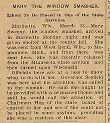 Mary Sweeny Newspaper Article - Ann Arbor Argus - March 26, 1897