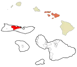 Location in Maui County and the state of Hawaii