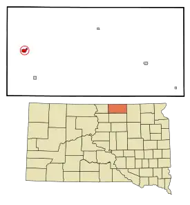 Location in McPherson County and the state of South Dakota
