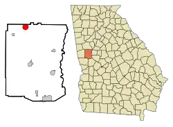 Location in Meriwether County and the state of Georgia