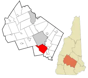 Location in Merrimack County and the state of New Hampshire
