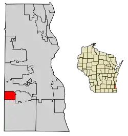 Location of Hales Corners in Milwaukee County, Wisconsin.