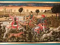 Giovanni di Francesco (?),La caccia, c. 1455, tempera on wood, detail