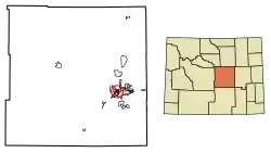 Location of Mills in Natrona County, Wyoming.
