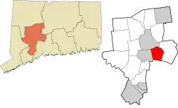 Prospect's location within the Naugatuck Valley Planning Region and the state of Connecticut