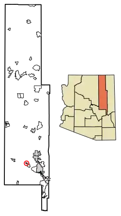 Location of Clay Springs in Navajo County, Arizona.