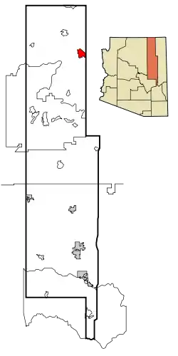 Location in Navajo County and the state of Arizona