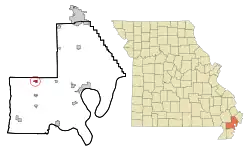 Location of Parma, Missouri
