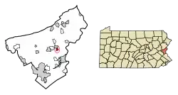 Location of Tatamy in Northampton County, Pennsylvania (left) and of Northampton County in Pennsylvania (right)