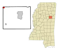 Location of Maben, Mississippi