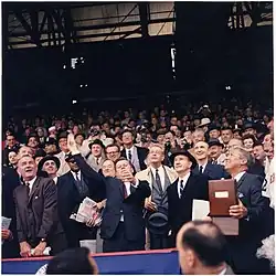 John F. Kennedy throws out the first ball, Opening Day, April 10, 1961 is incorrectly attributed to the original Senators, (Moved to MN, inaugural season was 1961) as the expansion Senators team who would become the Texas Rangers were in place.